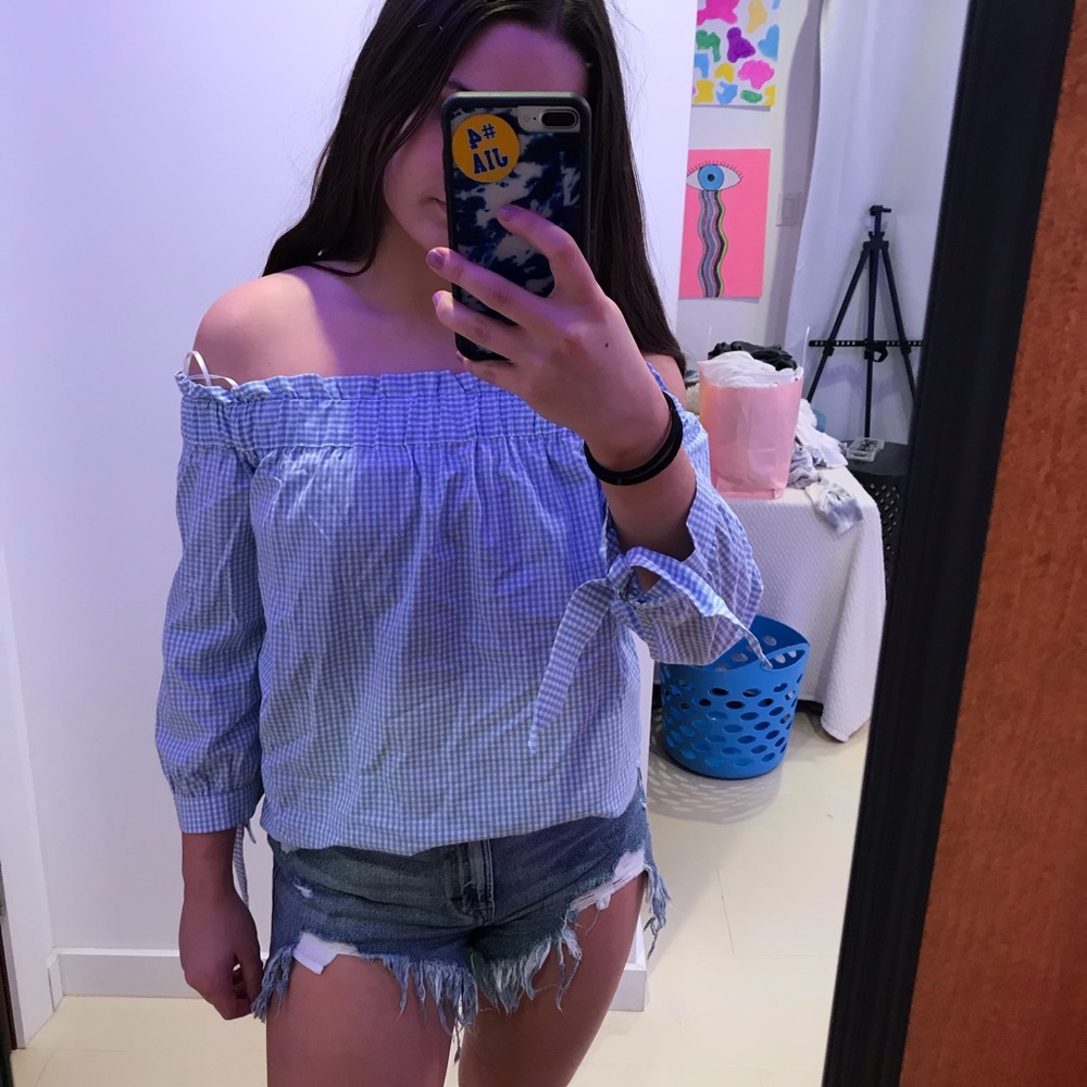 gingham off the shoulder top